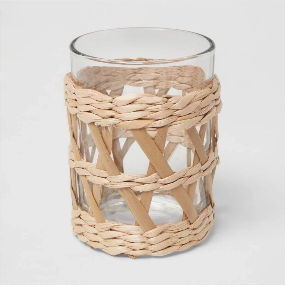 THRESHOLD NWT woven and glass toothbrush holder